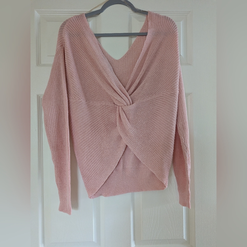 Cotton Emporium Soft Pink V-Neck Sweater - Picture 2 of 5